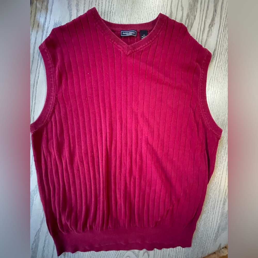 Saddlebred TalkMan LT Deep-red Cotton V-neck Sweater